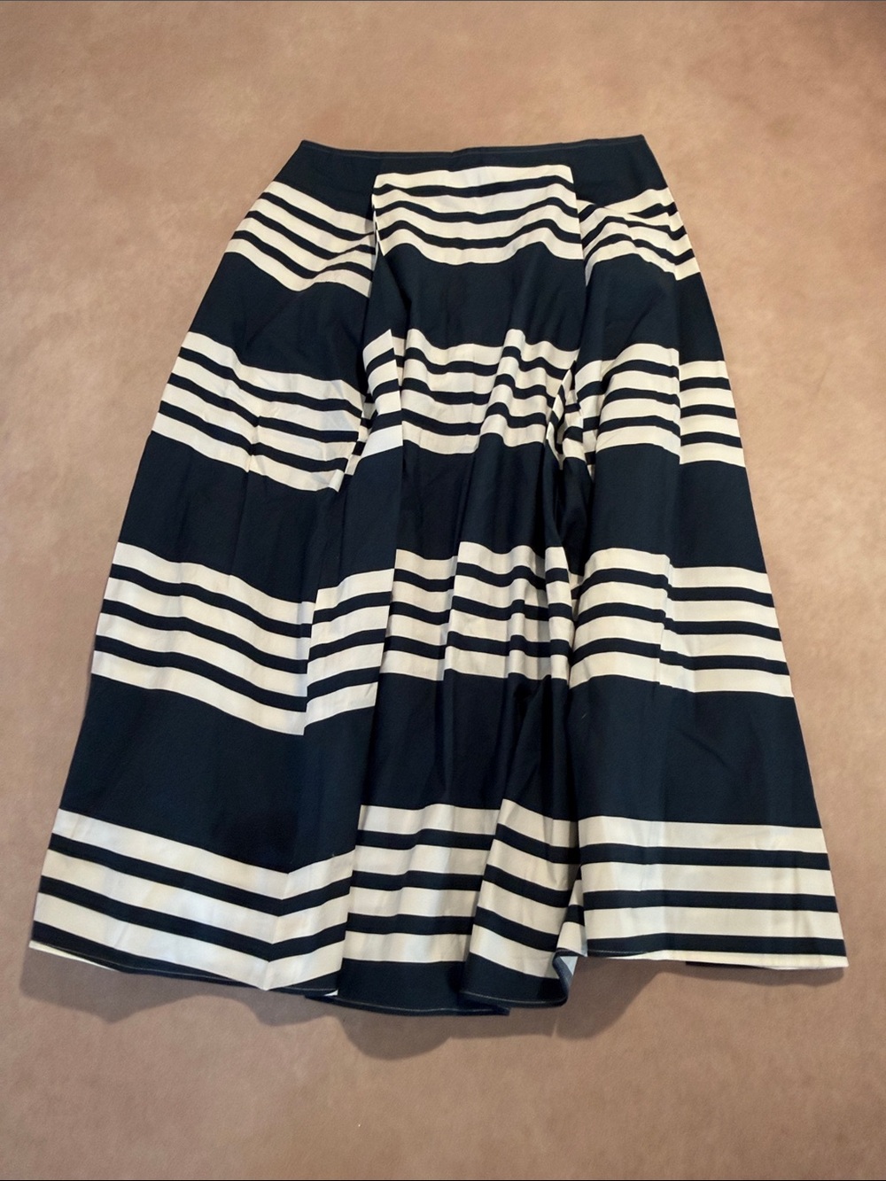 J. Crew Side-pleat midi skirt in sailor-stripe cotton poplin•size 10T•NWT •CW669